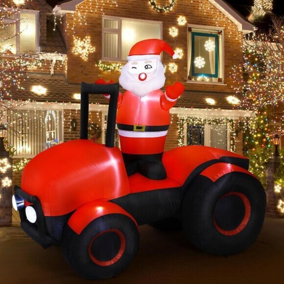 ⚡7.8FTChristmas Inflatables Red Truck Light Yard Outdoor Decorations - Picture 1 of 10